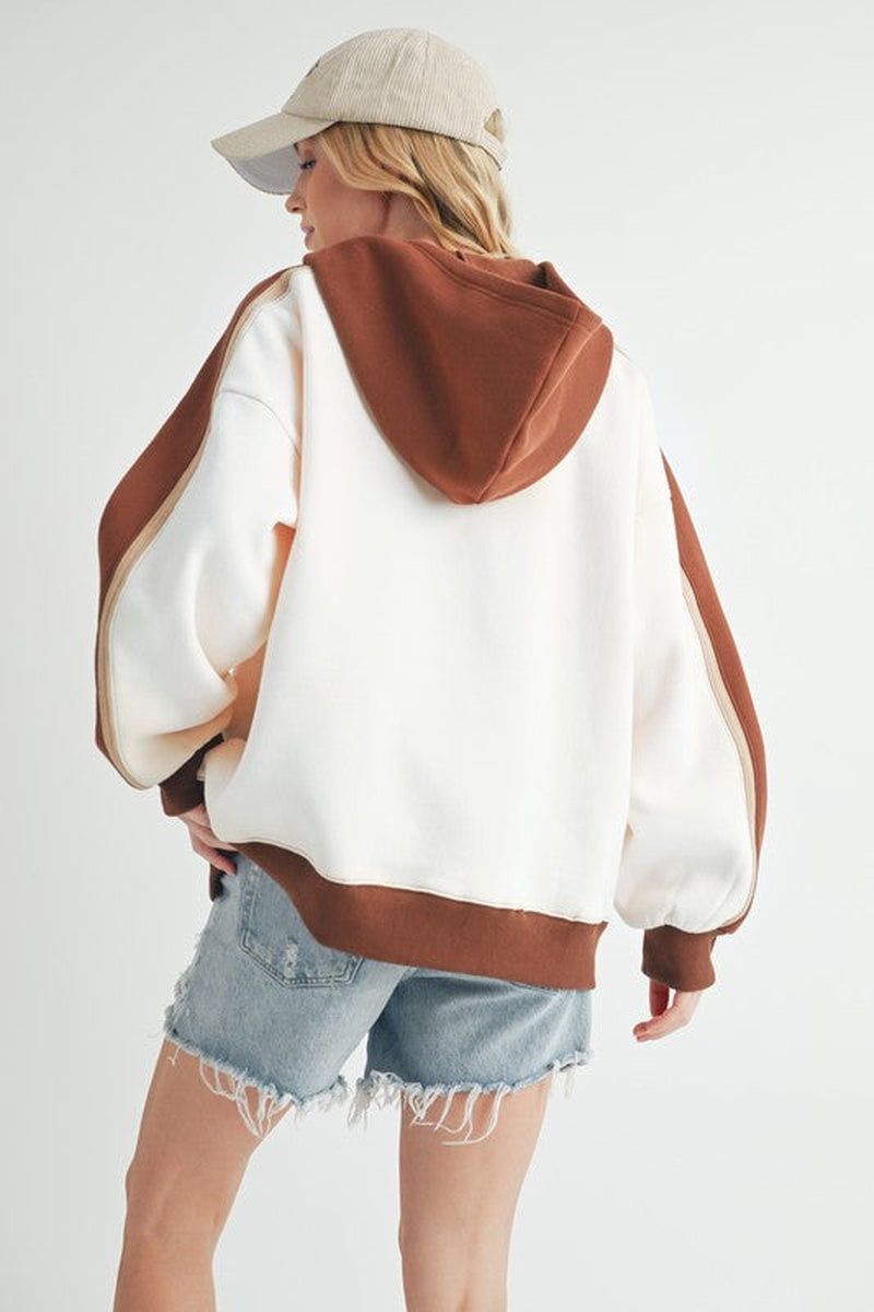 Aemi + Co Color Block Kangaroo Pocketed Hoodie