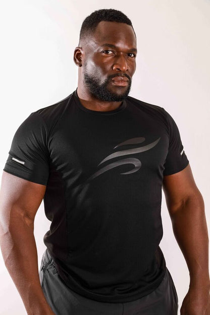 Robert Short Sleeve Shirt with Reflective Logo - Black
