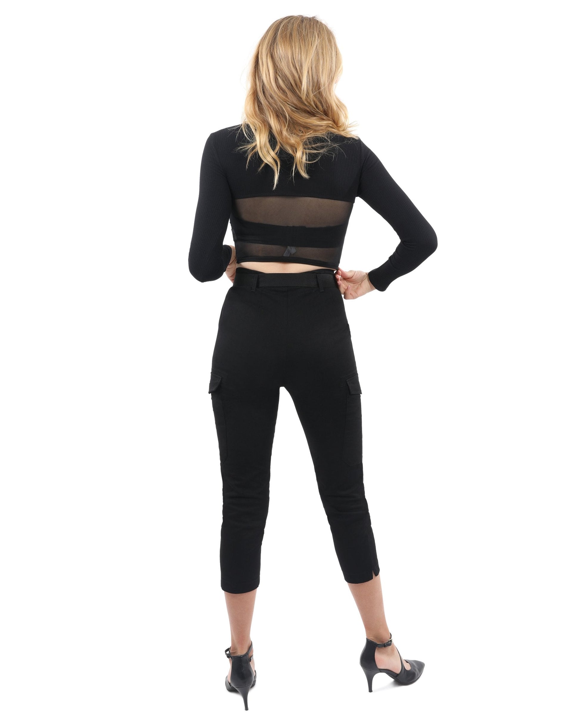Heather Long Sleeve Crop Top